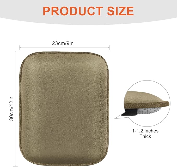 surpassme Car Center Console Pad Protector, Comfortable Car Armrest Seat Box Cover/Cushion Universal for Car/SUV Cushion Accessories(Kahki)