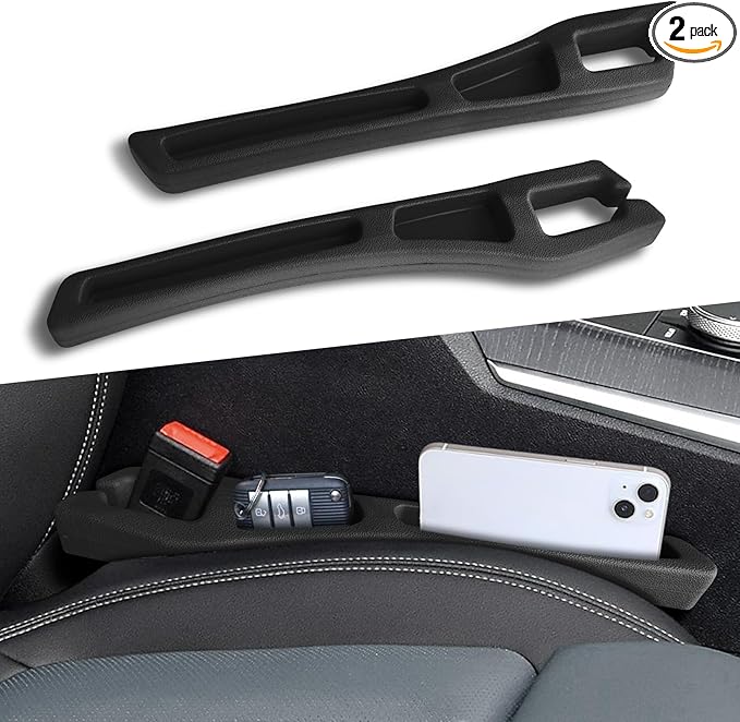 2PCS Car Seat Gap Filler Organizer, Car Organizers and Storage, Multi-Function Auto Side Seat Gap Filler for Prevent Items Falling, Vehicle Accessories Crevice Blocker for Truck SUV (Black)