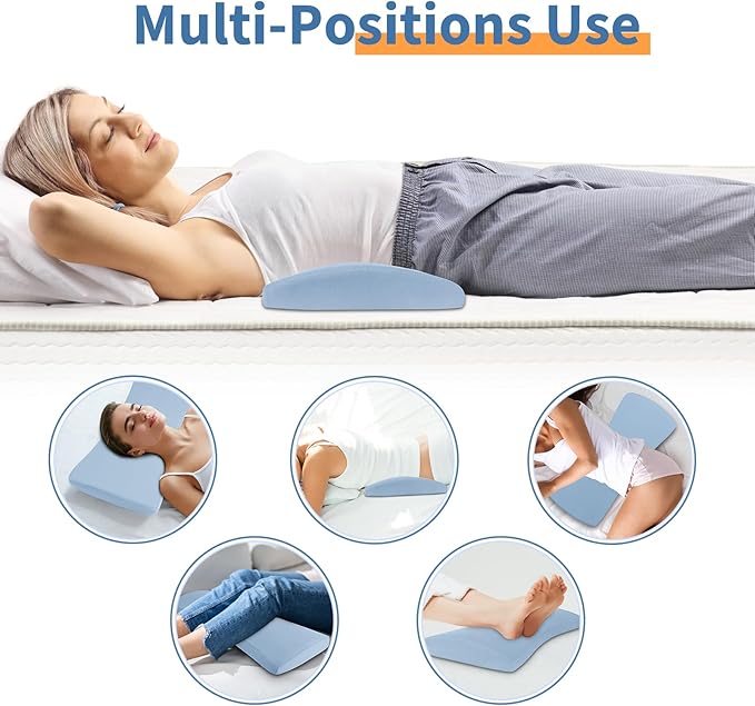 Lumbar Support Pillow for Bed: Memory Foam Lower Back Pain Relief Pillow for Sleeping, Ergonomic Waist Pillow for Side & Back Sleepers, Sciatica & Hip Pain Relief with Wedge Body Positioner Covers