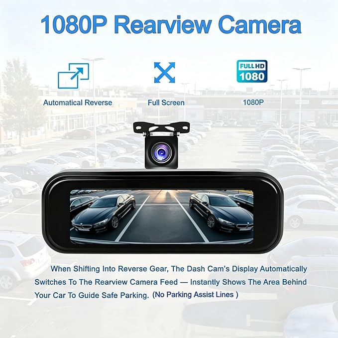 Dash Cam Front and Rear, 4K+1080P Dash Camera for Cars, 7Track Dual Car Camera with WiFi/APP Control, 64GB Card, 3.19" IPS Screen, WiFi, HDR, Night Vision, Parking Mode, Loop Recording