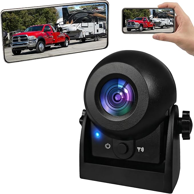 Wireless Backup Camera,1080P HD Magnetic Rear View Camera for Truck/RV/Trailer, Works with CarPlay & Android Auto/in‑Dash Screen, No‑Drill Install, Rechargeable Battery, Night Vision, IP68