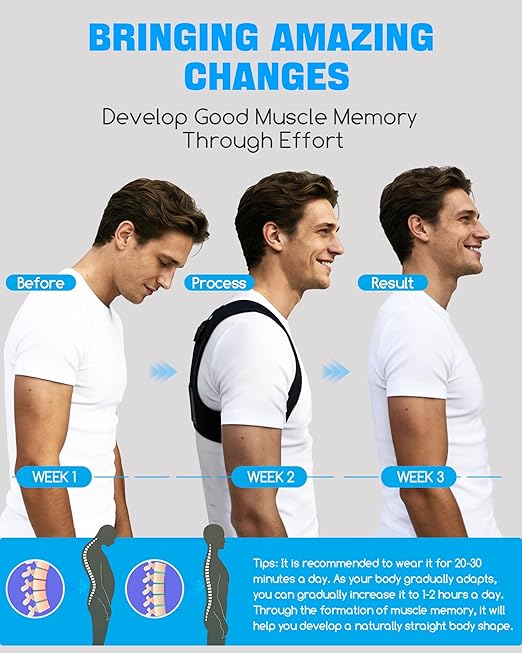 Posture Corrector for Men and Women - Invisible & Mesh Breathable Upper Back Brace - Adjustable Back Straightener - Relieve Shoulder, Neck & Back Pain, L(38-48inch) 1PCS