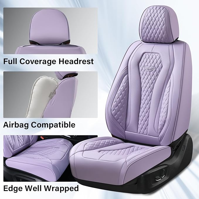Coverado Seat Covers, Car Seat Covers Front Seats, Purple Car Seat Cover, Luxury Car Seat Covers, Seat Cushion, Front Car Seat Covers Leatherette Car Seat Protector