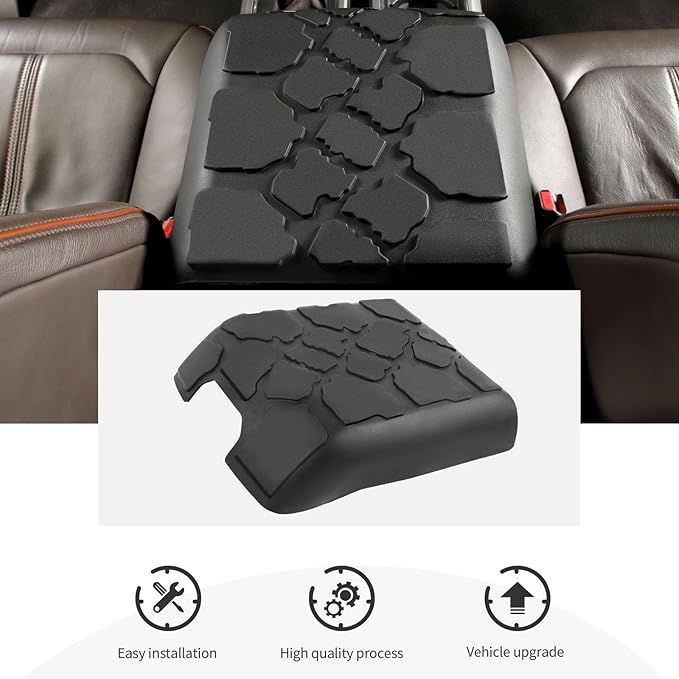 CheroCar Center Console Armrest Cover Compatible with 2015-2020 Ford F150 Rubber Cushion Middle Console Protective Cover Waterproof Arm Rest Box Pad Lid Cushion Interior Accessories