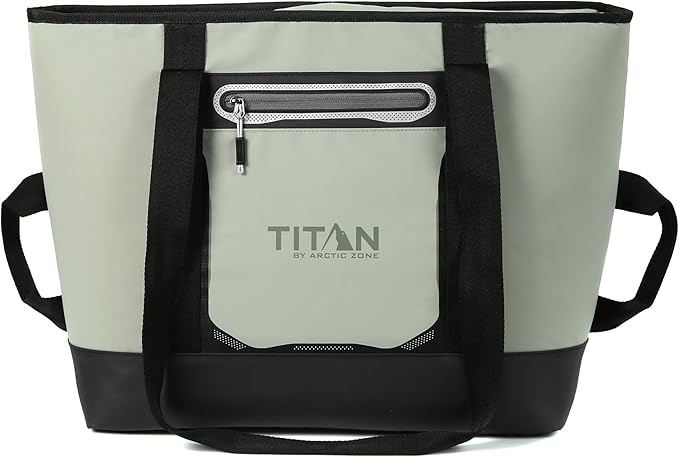 Titan by Arctic Zone Soft Sided Cooler Tote, Insulated Bag with Handle, Shoulder Strap, and Zipper for Lunch, Picnic, and Travel, 30 Can Capacity