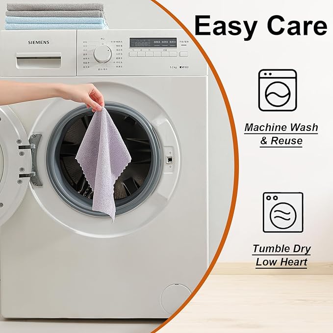 80 Pack Microfiber Cleaning Cloth Roll,Lint Free Rags & Tear Away Reusable Towels Washable Scratch,Ultra Absorbent Dish Rags(12" x 12") for Car Kitchen Home Garage-Light Purple