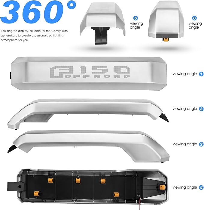Ambient Light Kit for 13th Gen Ford F-150, 2015-2020 Chrome Interior Inner Door Handle Cover, Door Opening Warning, 256-Color, SYNC 3 Controlled Light Brightness, F150 Truck Accessories Replacement