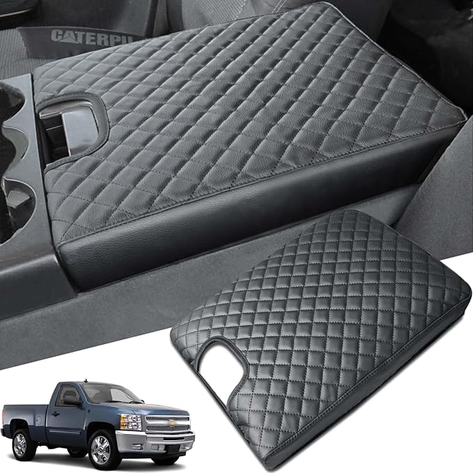 Center Console Cover for Chevy Silverado/GMC Sierra/Tahoe Yukon Suburban 2007-2013 Jump Seat, Scratch Resistance Middle Console Cover Vinyl Leather Trim Accessories (Jump Seat Only)