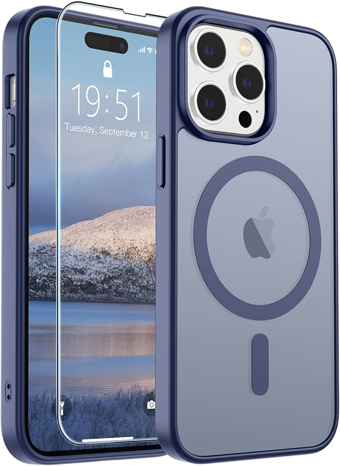 SUPFINE Magnetic for iPhone 14 Pro Max Case (Compatible with MagSafe) (Military Grade Drop Protection) Slim Translucent Matte Shockproof with Anti-Fingerprint Phone Case,Lavender Gray