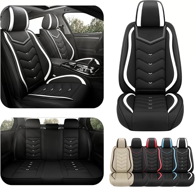 Car Seat Covers for Mercedes-Benz S-Class 2005-2026, Premium Nappa Leather Car Seat Cover, Stylish Sport Seat Covers， Automobile Seat Cover Sets.(Standard 5 Seats/Black White)
