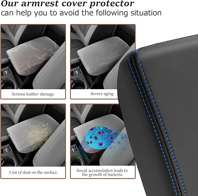 SKTU 2025 2026 Forester Center Console Cover for 2025 2026 Subaru Forester (Base/Premium/Sport/Limited/Touring) Armrest Cover Subaru Forester 2025 2026 Accessories Console Cushion (Blue Line)