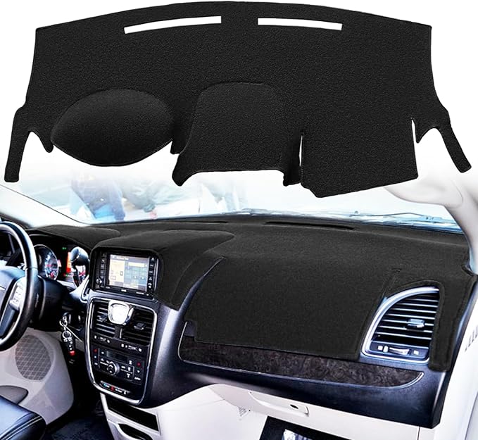 Dash Cover Mat Custom Fit for Dodge Grand Caravan/Ram C/V Tradesman/Chrysler Town Country,Dashboard Cover Carpet Pad Cap Protector Without Headlight Sensor (Black) Y08