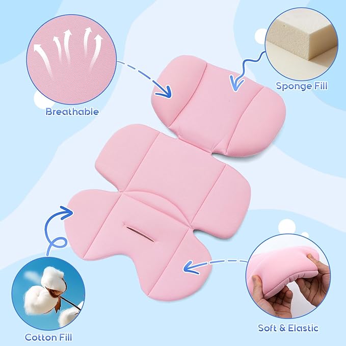 Infant Car Seat Insert, Ultra-Thick Carseat Head Support for Infant, Breathable Baby Car Seat Head & Body Support Compatible with Stroller, Universal Baby Car Seat Cushion with Filled Sponge
