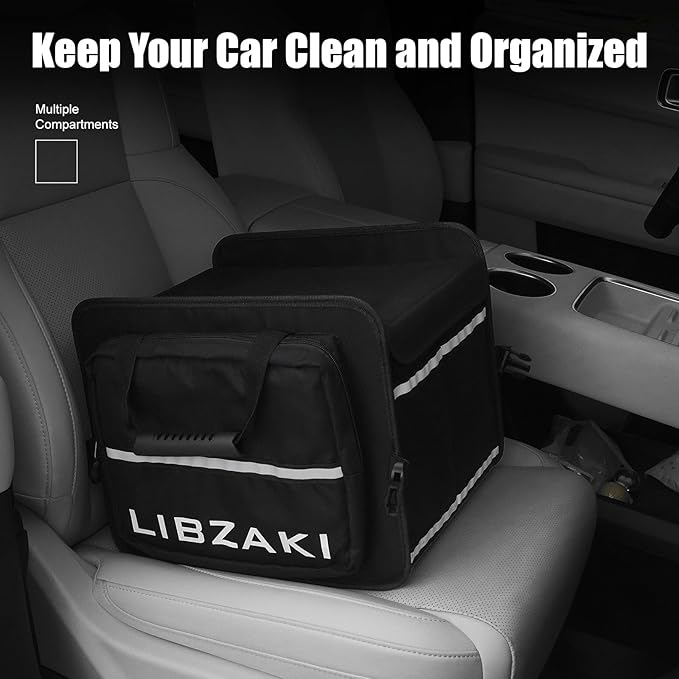 LIBZAKI Car Trunk Storage Organizer, Collapsible Trunk Storage Box for Car Truck SUV-Black