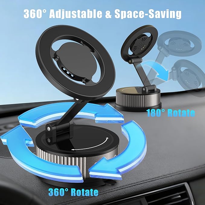 Magnetic Car Phone Holder for MagSafe, 2-in-1 Phone Mount with Fragrance Diffuser, 360° Rotatable Universal Phone Stand for Dashboard Windshield, for iPhone 17-12 Pro Max Plus & More