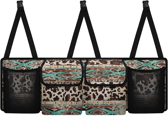 Tribal Car Trunk Organizer and Storage, Waterproof Backseat Hanging Organizer for SUV, Truck, Collapsible Cargo Storage Bag with 4 Pockets, Car Interior Accessories
