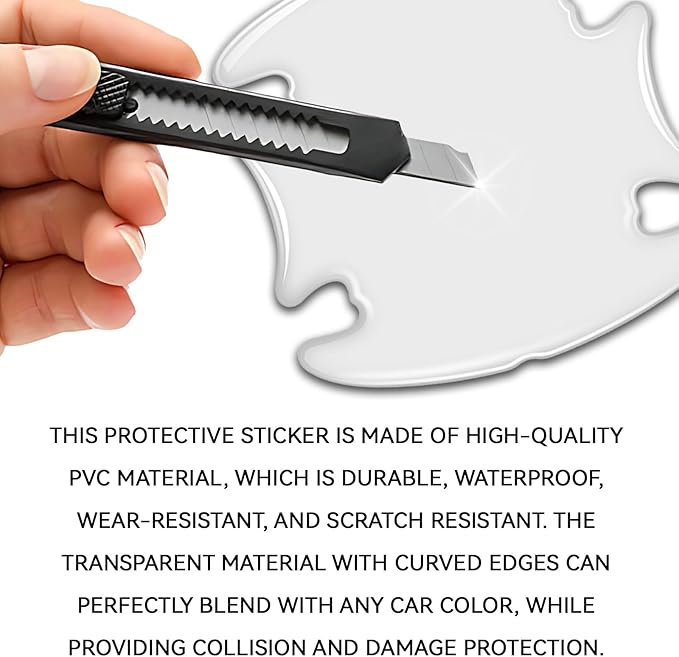 8PCS Car Door Handle Scratch Protector, Transparent Waterproof Anti-Scratche Car Door Handle Cup and Rear View Mirror Protector, Universal Doors Bowl Guard Sticker for Cars, SUVs, Trucks