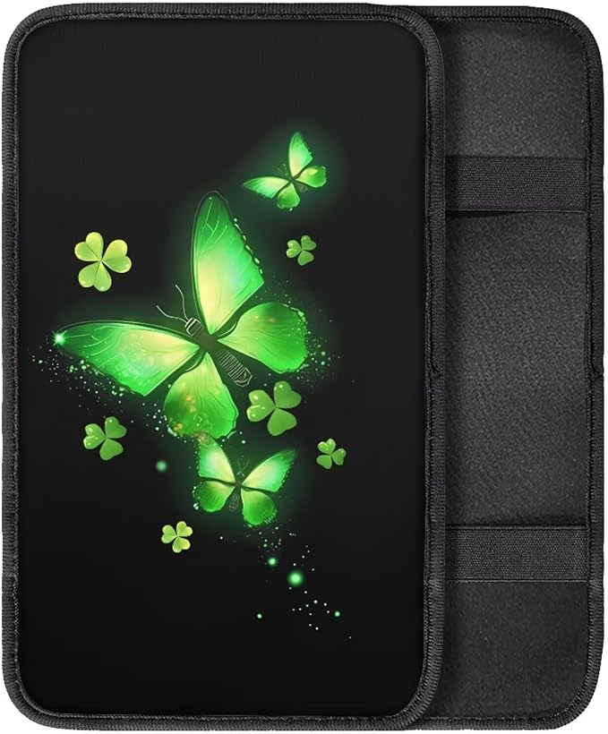 Butterfly Auto Center Console Armrest Covers, Armrest Cover Pad Universal Fit Vehicle, SUV, Truck Car Accessories Interior St. Patrick's Day Decor