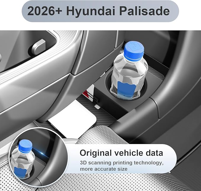 SKTU for 2026 Hyundai Palisade Center Console Organizer for 2026+ Hyundai Palisade Lower Console Tray Hyundai Palisade 2026 Accessories Under Console Tray with Cup Holder