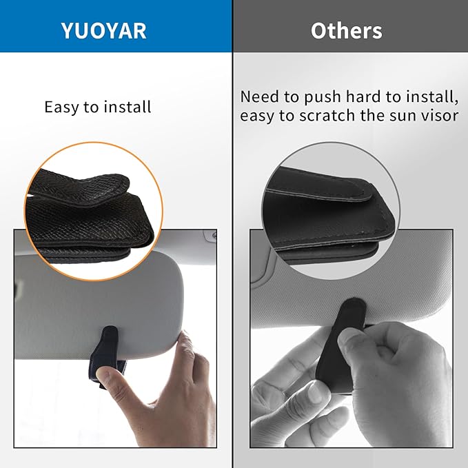 Yuoyar 4 Packs Magnetic Sunglass Holder for Car Visor - Universal Sunglasses Clip for Different Size Eyeglasses - Convenient Interior Car Accessories (4Pcs Black)