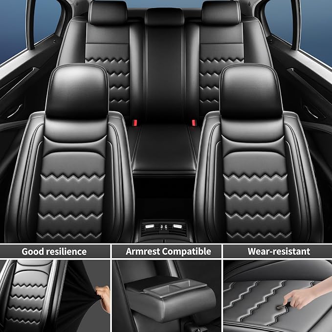 CX-70 Car Seat Covers Custom Fit for Mazda CX-70 2025-2026, Full Coverage Premium Leather Waterproof Breathable Seat Covers, Automotive Seat Protectors, Airbag Compatible(Full Set Seats, Black)