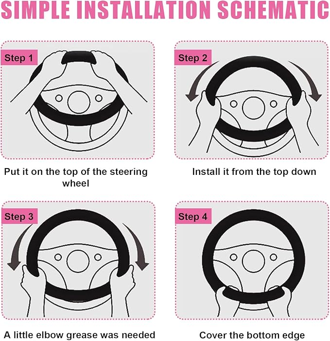 Car Steering Wheel Cover, Universal 15" Anti-Slip Auto Steering Wheel Protector for Men Women, Breathable Odor Free Leather Steering Wheel Car Accessories Fit Most Vehicles (Purple)