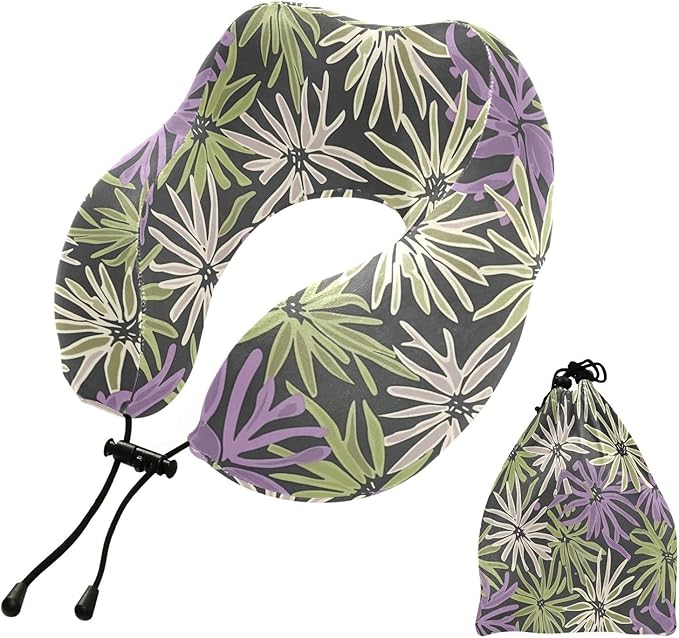 Large Wildflower Purple Portable U-Shape Travel Pillow for car Travel kit Sleeping Lumbar Support