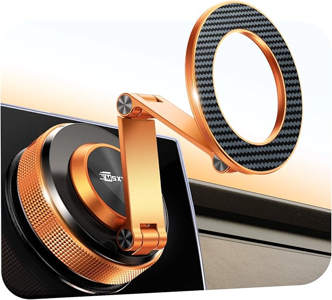 MSXTTLY Magnetic Car Phone Holder – 360° Car Phone Mount with Metal Long Arm & Extended Reach 2026 Tesla Phone Holders for Your Car for iPhone 17 Pro Max 16 15 14 13 12 Plus, Orange