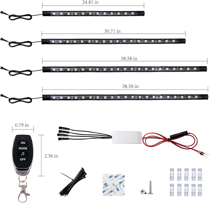 Golf Cart Lights underglow Light kit/Accessories Lighting/Wheel Lights/led Lights underbody/Remote, Music Sync, IP67 Waterproof for EZGO/Yamaha/Club Car (4Pcs)
