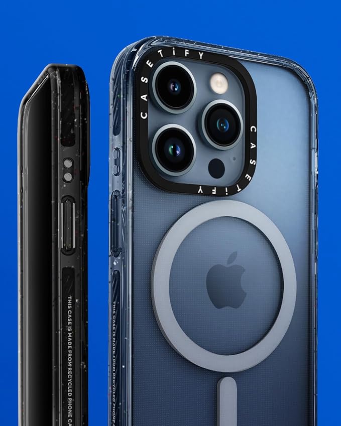 CASETiFY Impact iPhone 15 Pro Case [4X Military Grade Drop Tested / 8.2ft Drop Protection/Compatible with Magsafe] - Cloud Prints - Clouds - Clear Black