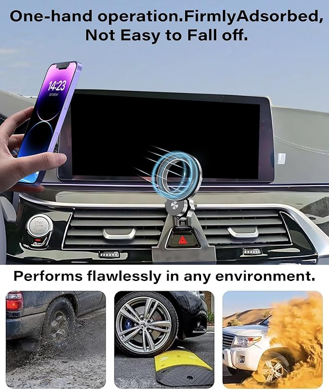 Car Phone Holder for 2017-2023 BMW 5 Series/2018-2023 M5 Accessories Compatible with MagSafe Hands-Free 360 Degree Rotation Adjustable Cell Phone Mount Does Not Affect Air Vent