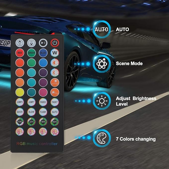 MAGICLULU LED Car Interior Light Strip Kit 72 LED Remote Control Ambient Lighting for Cars Adjustable Color Easy to Install Decorative Trim Lights