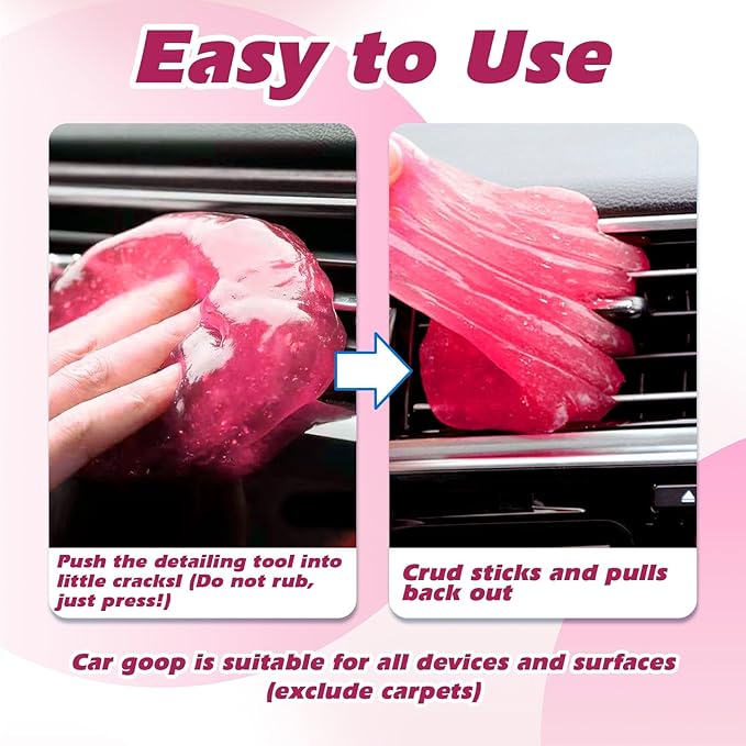 x xotic tech Car Cleaning Gel for Car Detailing Putty Interior Cleaner Slime Reusable Auto Detail Tools Supplies Accessories Valentines Day Gifts for Him Her Men Women Stocking Stuffers Pink 2 Pack