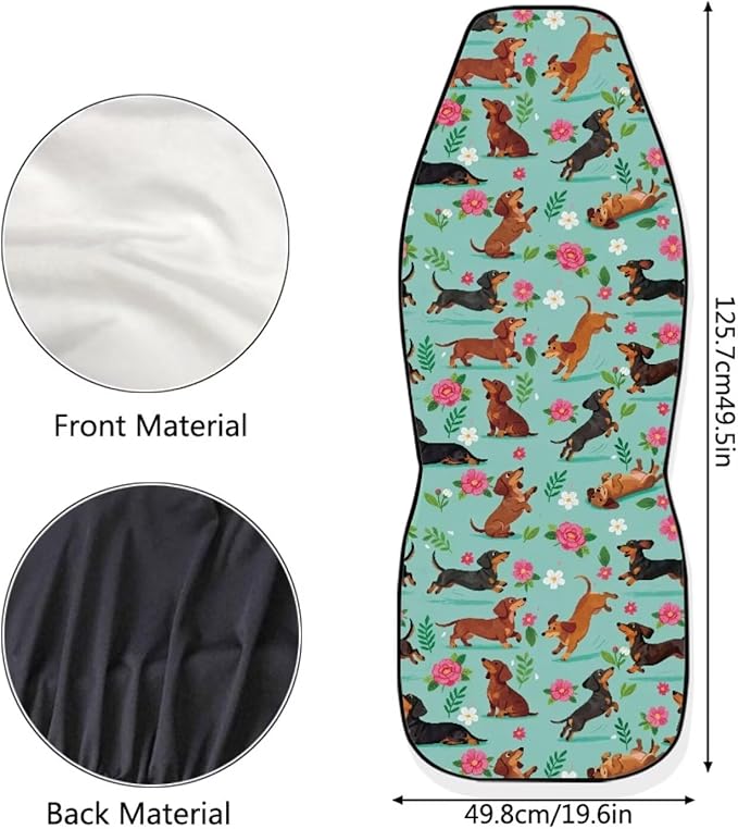 BIGCARJOB Dachshund Car Seat Cover Set for Women Cute Auto Interior Accessories Vehicle Bucket Seat Pad Auto Front Seat Protectors Fit Most Vehicle Cars Sedan