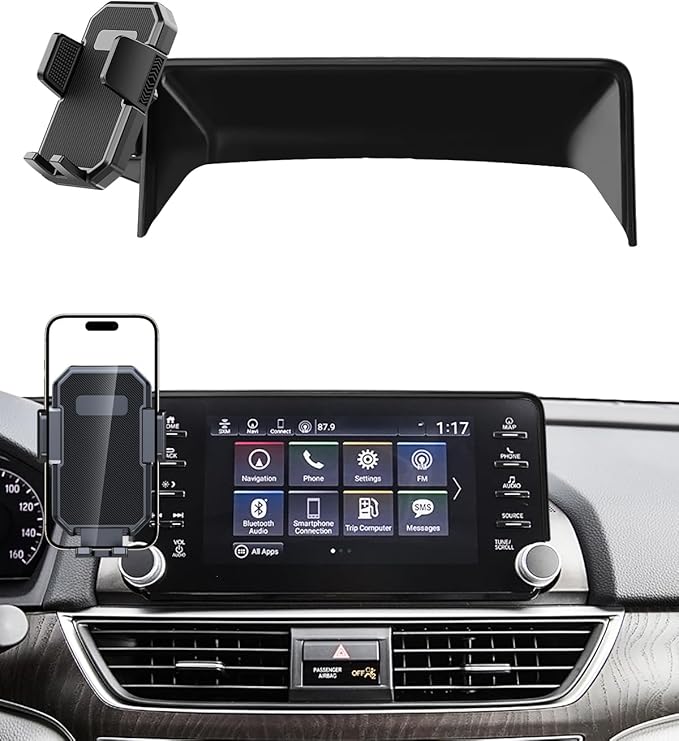 PZK Car Phone Mount for Honda Accord 2018-2022 Sport SE/EX/EX-L/Touring/LX Accessories 10th Gen Accord Only for 8-inch Screen 360° Rotation Auto Lock Phone Holder with Stroage Box Not Affect Vent