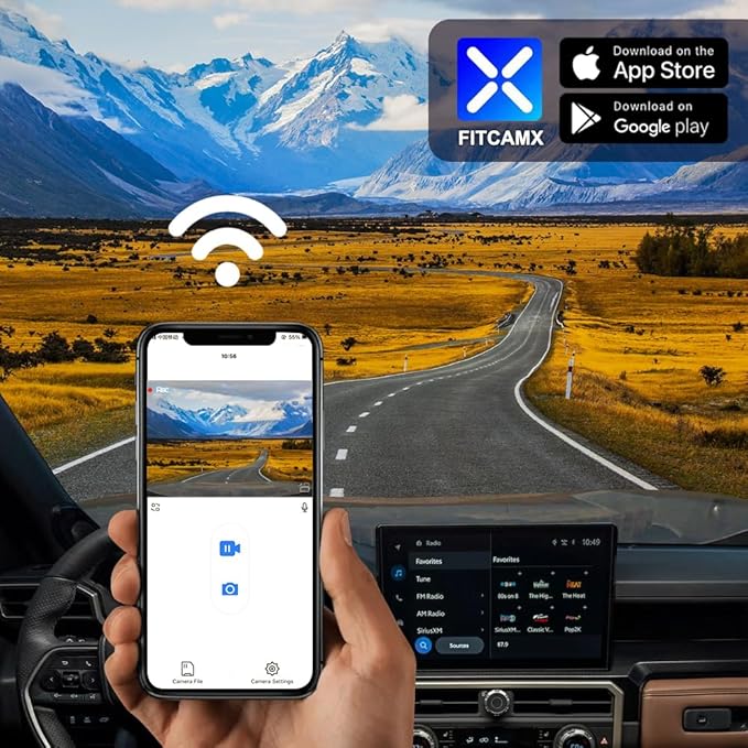 Fitcamx Front 4K+Rear 1080P Dash Cam Adapts for Toyota 4Runner 2025-2026 & Hybrid (HD2-35030), Integrated Factory Look, 2 Way HD Video, WiFi & APP, Loop Recording, G-Sensor, Easy to Set, 128GB Card