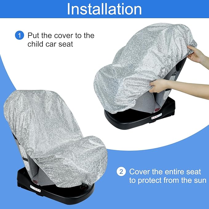 Baby Car Seat Sun Shade Cover - Keep Baby's Carseat Cooler Foldable PET Aluminium Cover for UV Protection, Dust