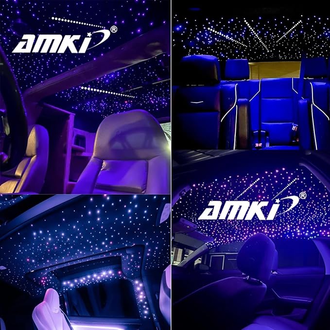 AMKI 550pcs 0.03in 13.1ft Twinkle Starlight Headliner Kit, Updated 2 in 1 Twinkle+Meteor Fiber Optic Light Box RGBW Sound Activated Mode for Car& Home Decoration, 240pcs Pure White Shooting Star