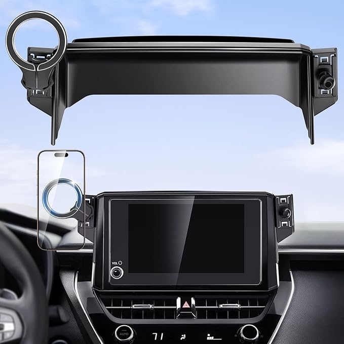 Phone Holder for Toyota Corolla 2026 2025 2024 2023 2022 2021 2020 & Corolla Cross 2022-2026 Accessories: (Fits 8 inch Screen)(Compatible with MagSafe) Magnetic Cell Car Mount for iPhone Samsung