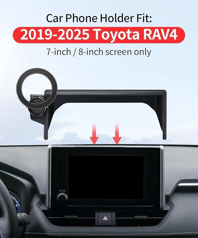 MaserWeller Car Phone Holder for Toyota RAV4 2019-2025 Accessories 7/8-Inch Screen Fixed Clip, 360° Rotation Smart Phone Mount Compatible with MagSafe, Cell Phone Holder That Does Not Affect Air Vent