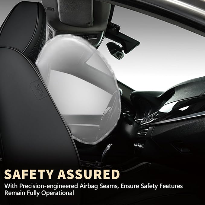FLORICH Seat Covers, Black Car Seat Cover Full Set, Luxury Faux Nappa Leather Automotive Seat Protectors, Car Seat Cushions Universal Fit for Most Sedans SUVs Trucks - Black