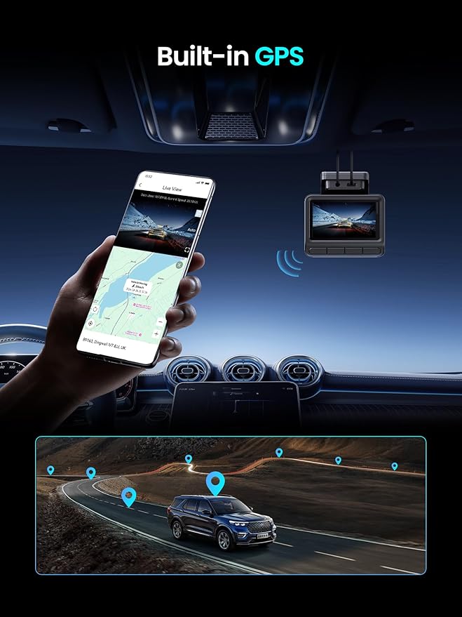 DDPAI Dash Cam Front and Rear, 4K+1080P Car On-Dash Mounted Cameras, Dashcam Included 64GB Card, Built-in 5G WiFi 6, GPS, 3'' IPS, AI ISP Night Vision, 48H Parking Mode, Loop Recording, ADAS, Z50 Pro