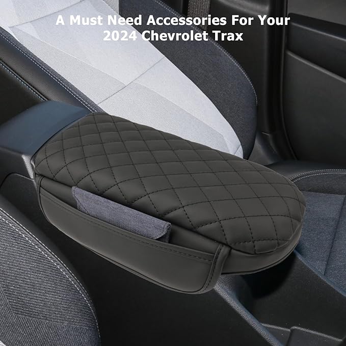 LUWU for 2024 2025 Chevy Trax Center Console Cover 2024 Trax Armrest Cover 2024 2025 Chevrolet Trax Accessories Console Pad 2024 2025 Chevy Trax LS/1RS/LT/2RS/Activ Armrest Console Cover Soft Leather