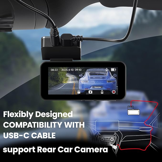 2.5K Dash Cam Front and Rear with 64GB Card, Car Camera with 3.39" IPS Screen, WDR Night Vision, Parking Monitor, G-Sensor Dash Camera