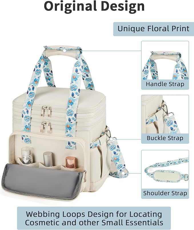 HSHRISH Lunch Box for Women, Double Deck Expandable Insulated Large Lunch Bag Women Leakproof Lightweight Lunch Cooler Bag Durable Lunchbox for Work Outdoor Travel, Beige