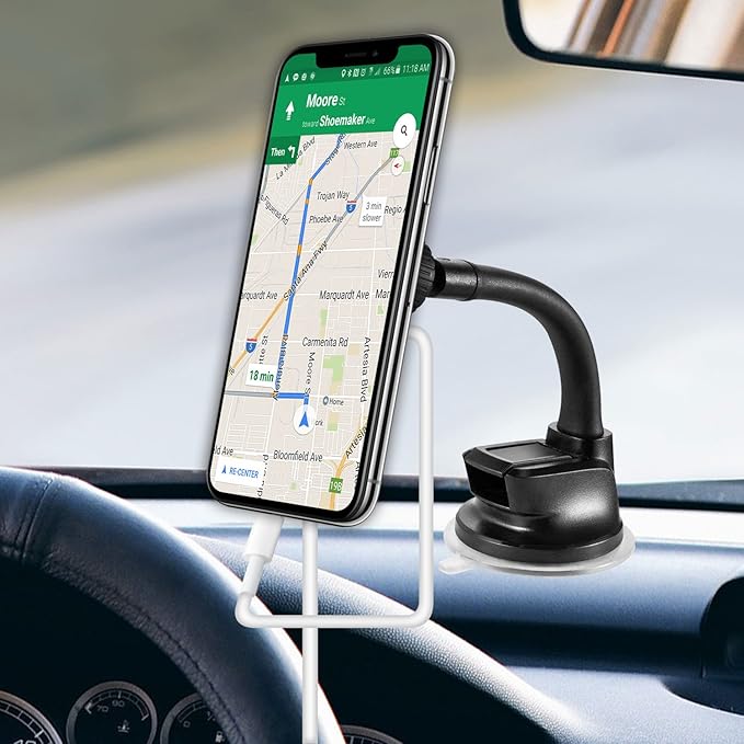 Cellet Car Phone Mount Holder Universal Phone Car Dashboard & Windshield Magnetic Phone Mount Holder with Goose-Neck Compatible with Smartphones iPhones Samsung Galaxy LG Motorola Moto Google Pixel