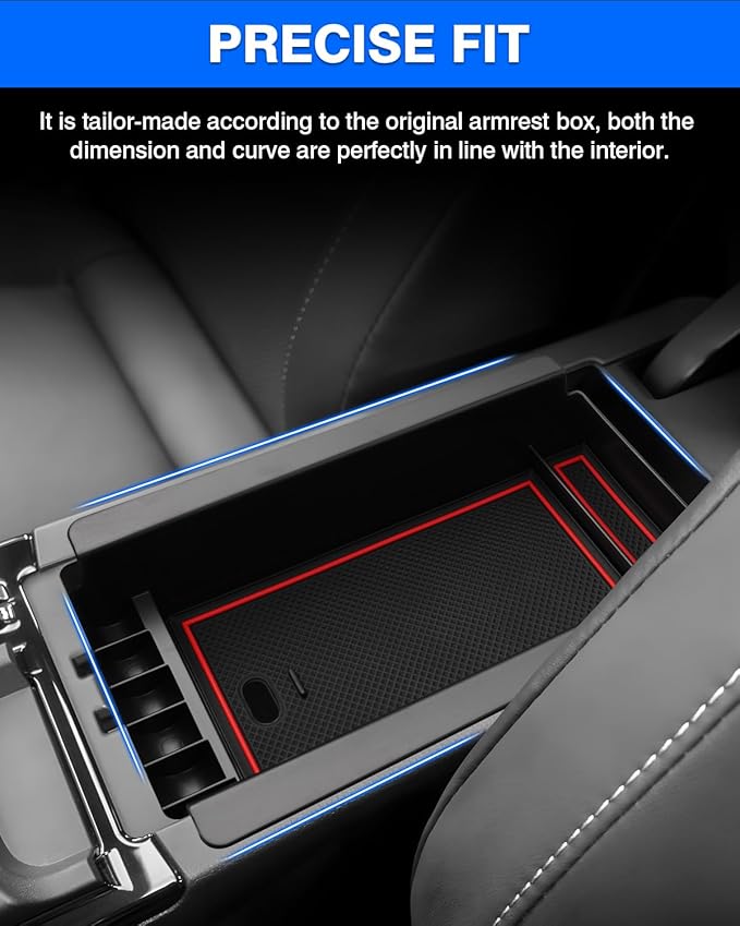 Autorder Center Console Organizer for 2023-2026 Toyota Prius Accessories Armrest Storage Box Secondary Insert Tray with 2 Color Mats