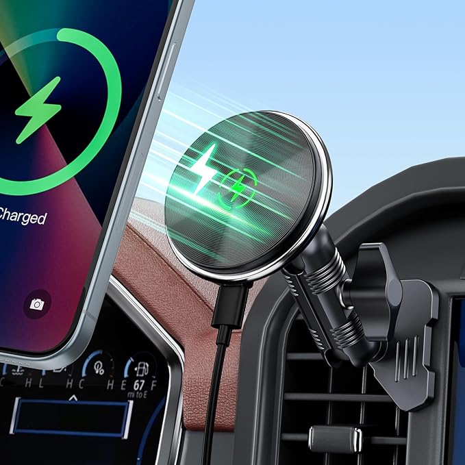 Kaishengyuan Wireless Charger Magnetic Vent Phone Mount Compatible with 2021-2026 Ford F-150, 2023-2026 Super Duty F250/F350/F450, Metal Phone Holder Cradles Bracket Stand with Arm for All Smartphone