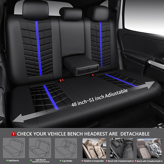 CAR PASS 3D Foam Mesh Black Blue Leather Car Seat Covers Full Set,Breathable Premium Leather Seat Covers for Car,Anti Slip Universal Fit for Trucks Cars Sedans Vans SUVs,Airbag Compatible,Black Blue