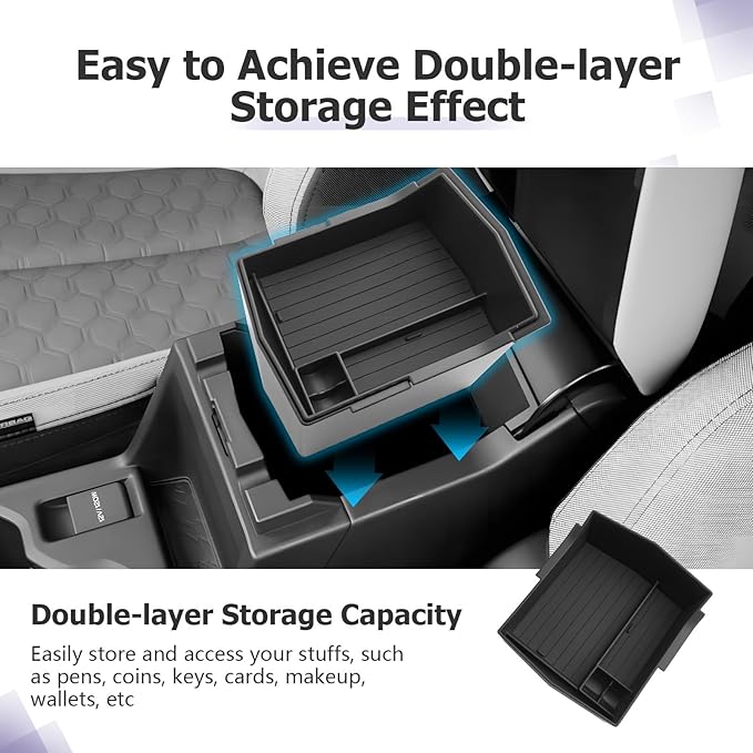 LUWU for 2025 2026 Subaru Forester Accessories Compatible with Forester Base/Premium/Sport/Limited/Touring 2025 2026 Armrest Console Secondary Storage Box Insert Tray ABS Material Black 2-Pack